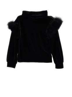 Felpa collo anello con piume