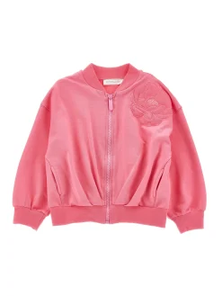 Felpa con zip ricamo anemoni