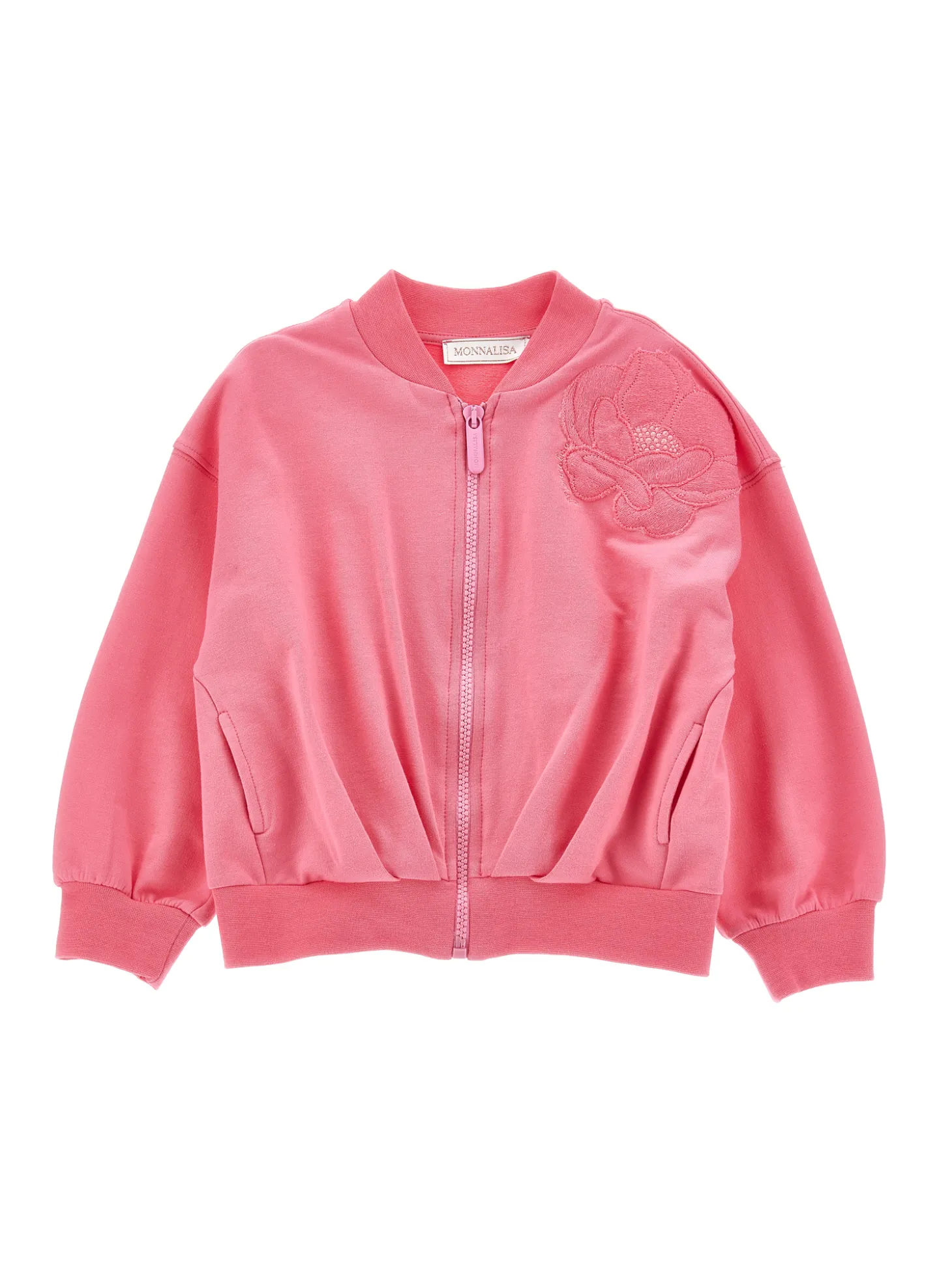 Felpa con zip ricamo anemoni