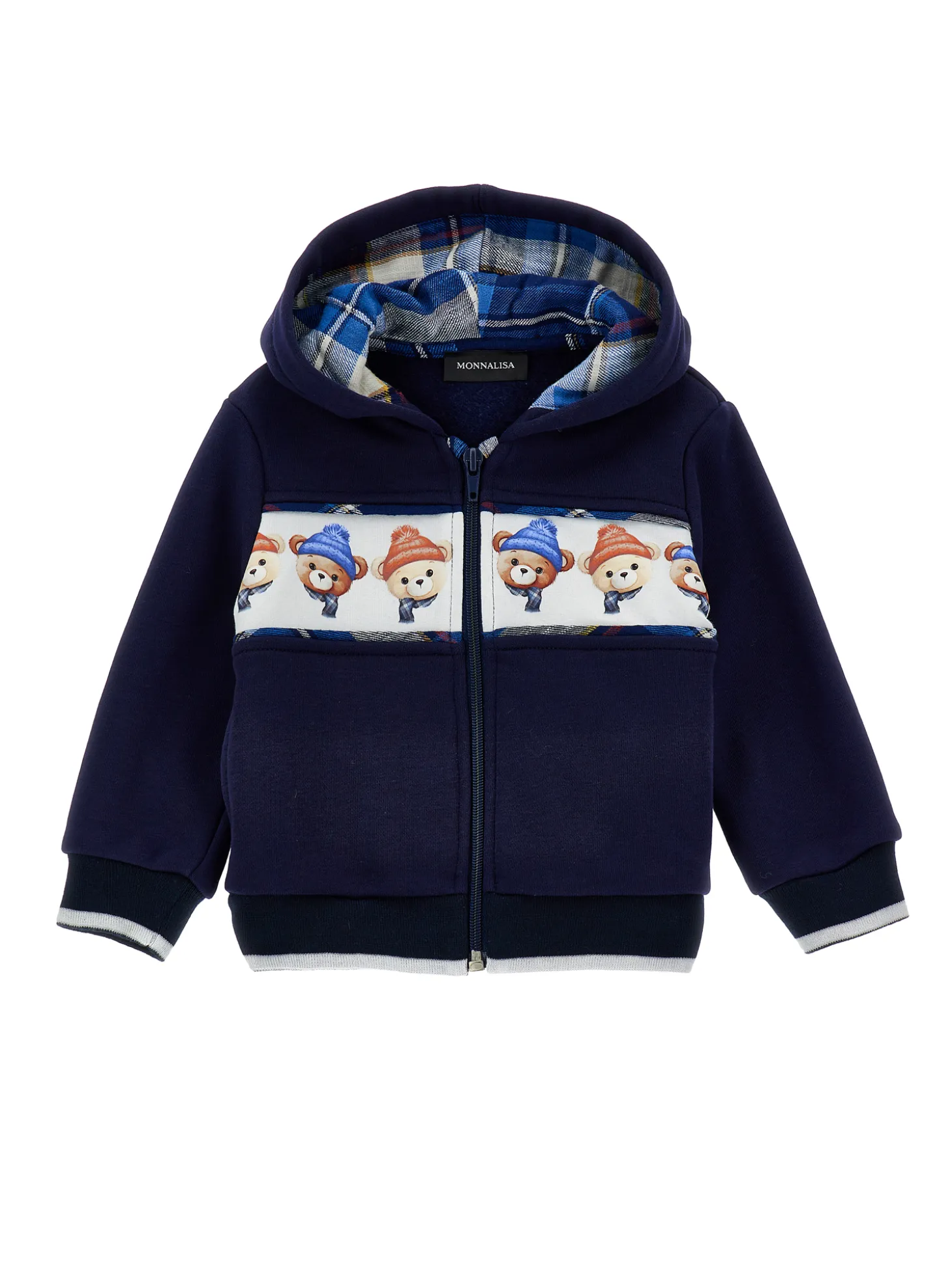Felpa hoodie bicolor con orsetti