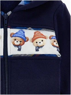 Felpa hoodie bicolor con orsetti