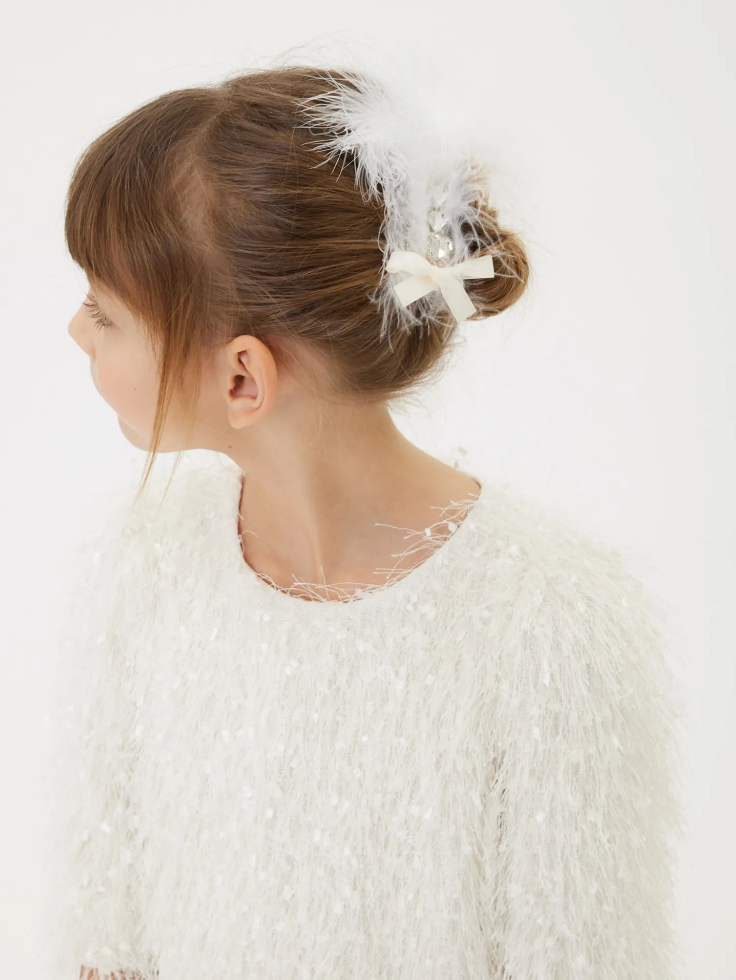 Fermagli capelli piume e strass