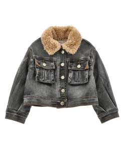 Giubbetto jeans colletto peluche Disney