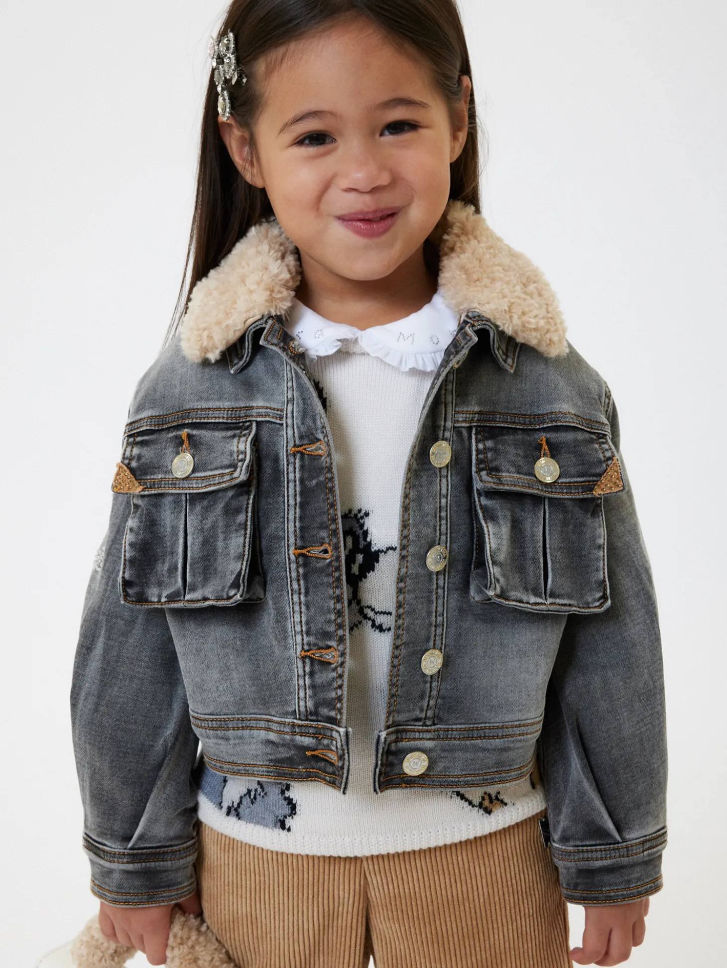 Giubbetto jeans colletto peluche Disney