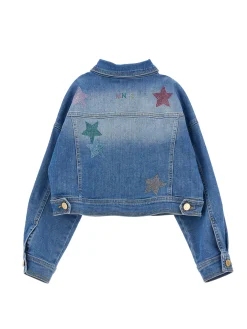 Giubbetto jeans con stelline a borchiette