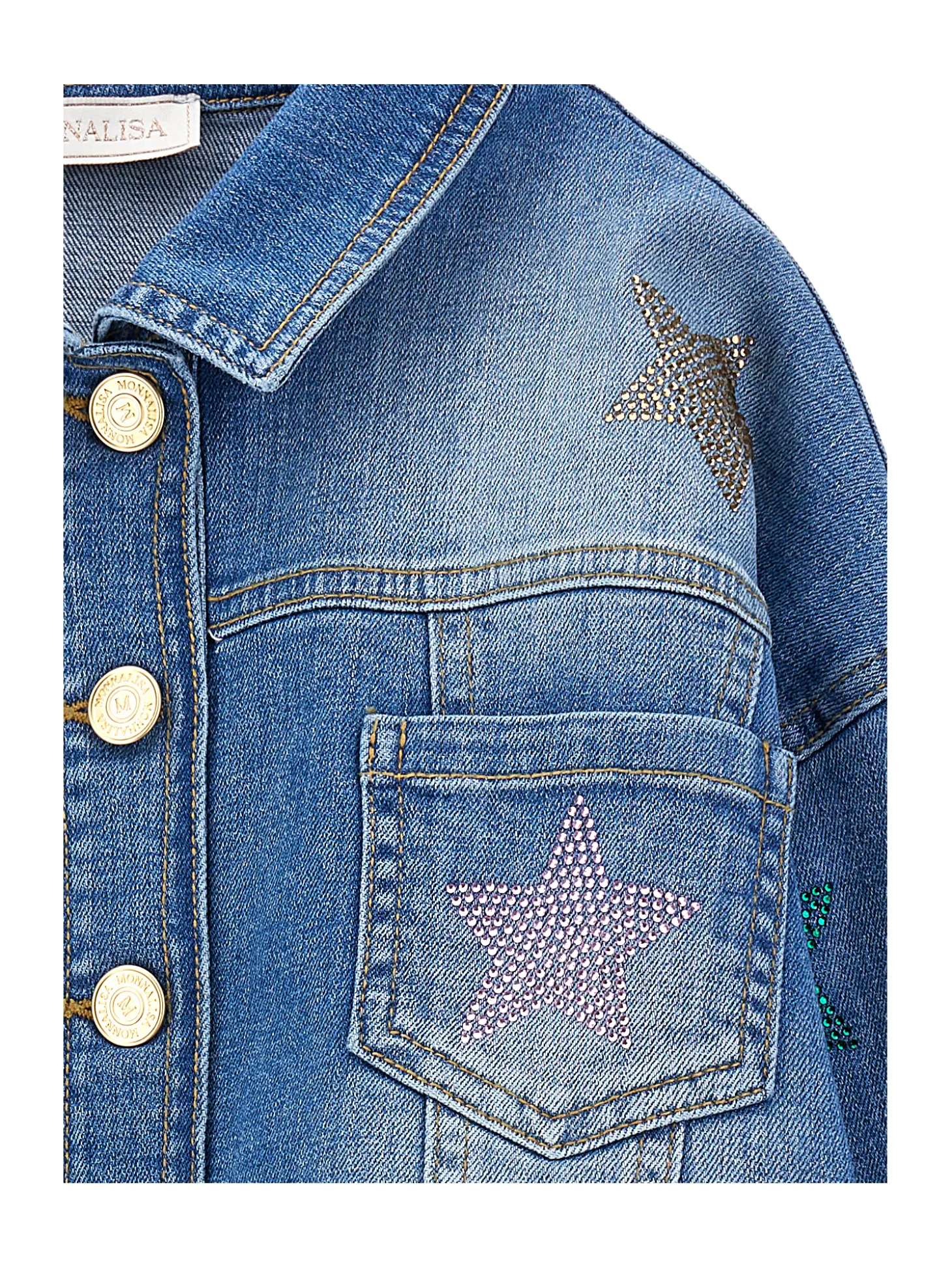 Giubbetto jeans con stelline a borchiette