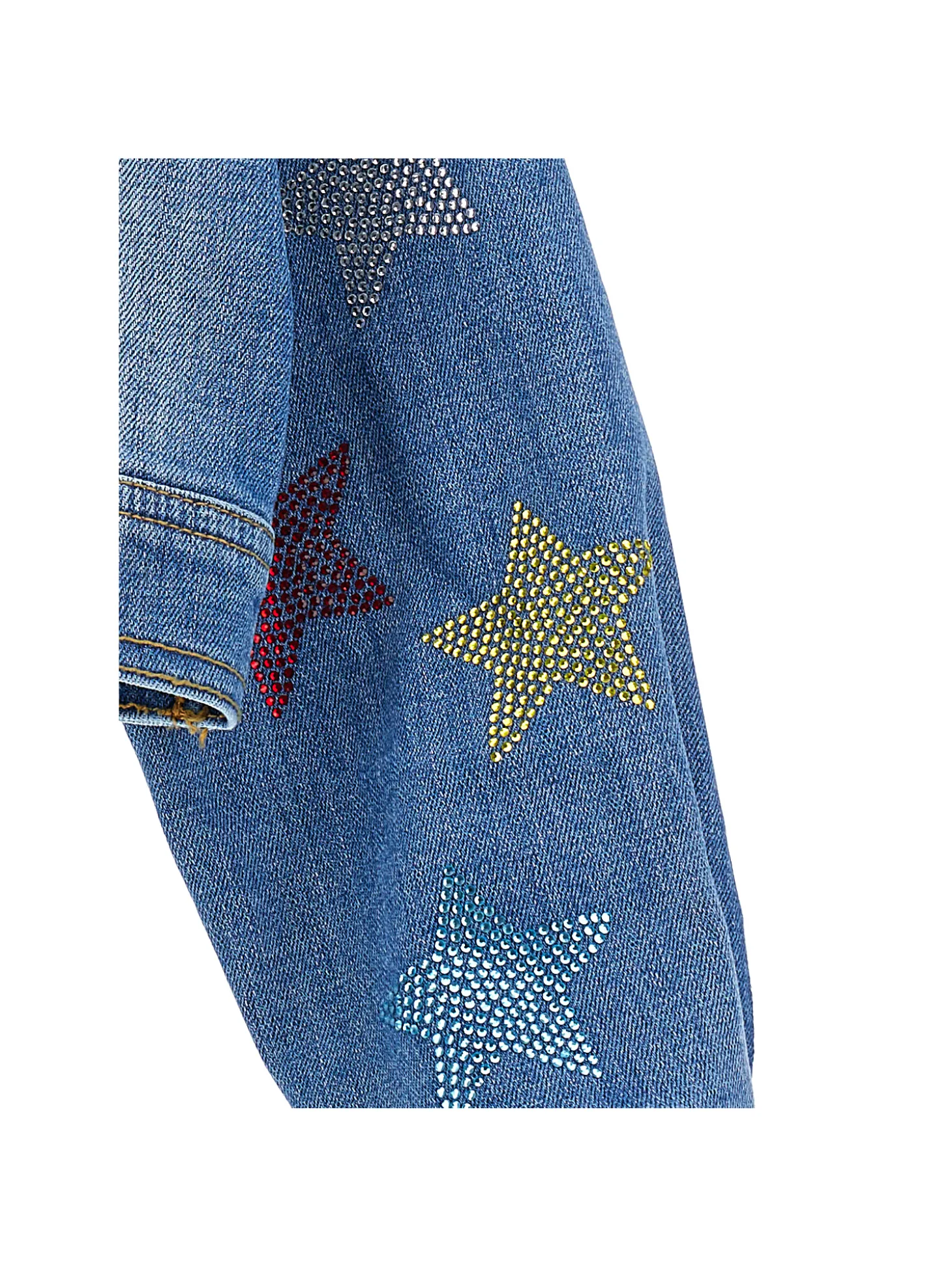 Giubbetto jeans con stelline a borchiette