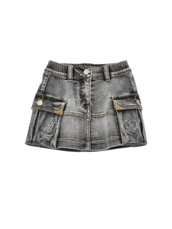 Gonna corta denim cargo