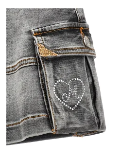 Gonna corta denim cargo