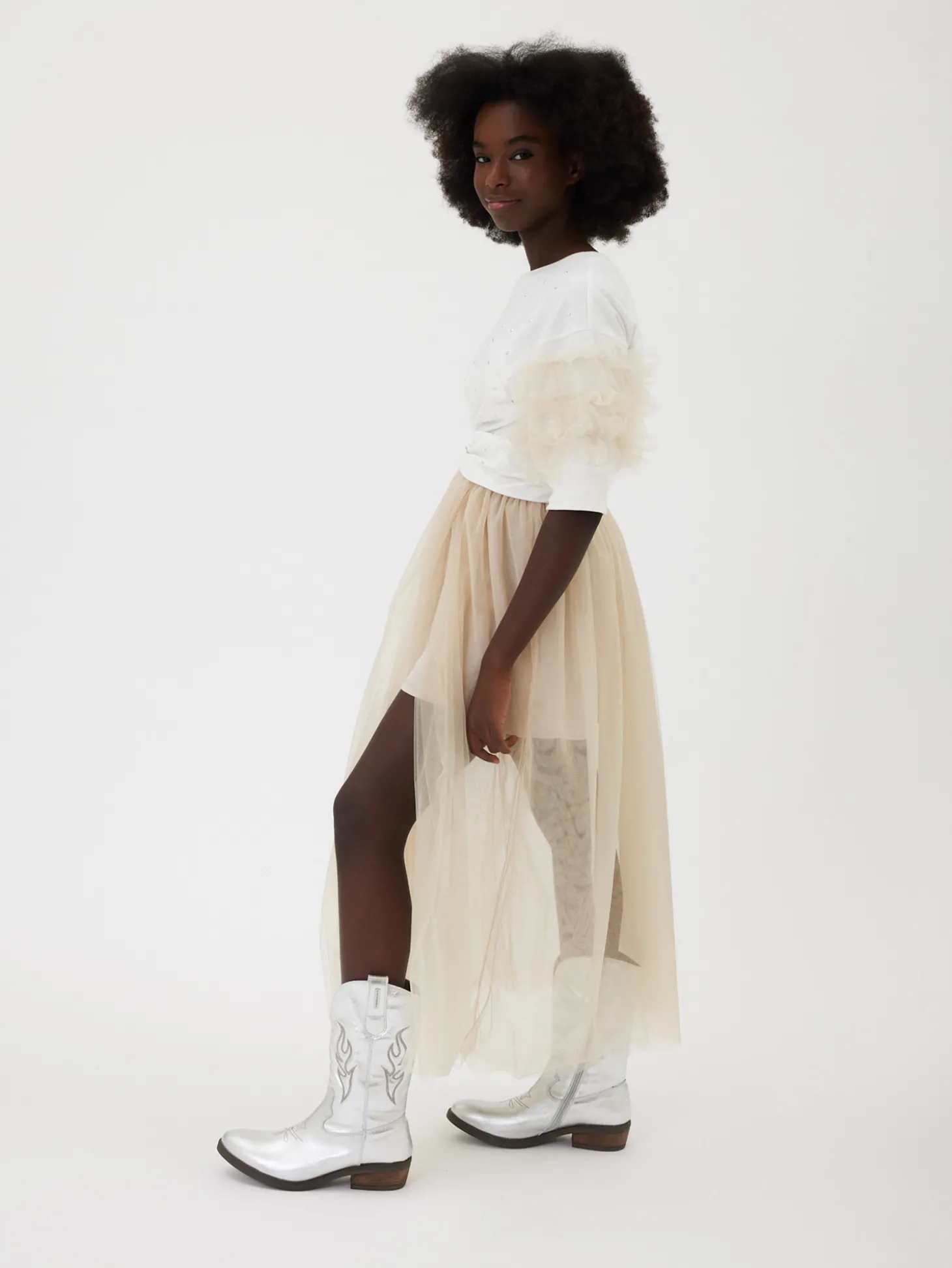 Gonna longuette tulle manoseta