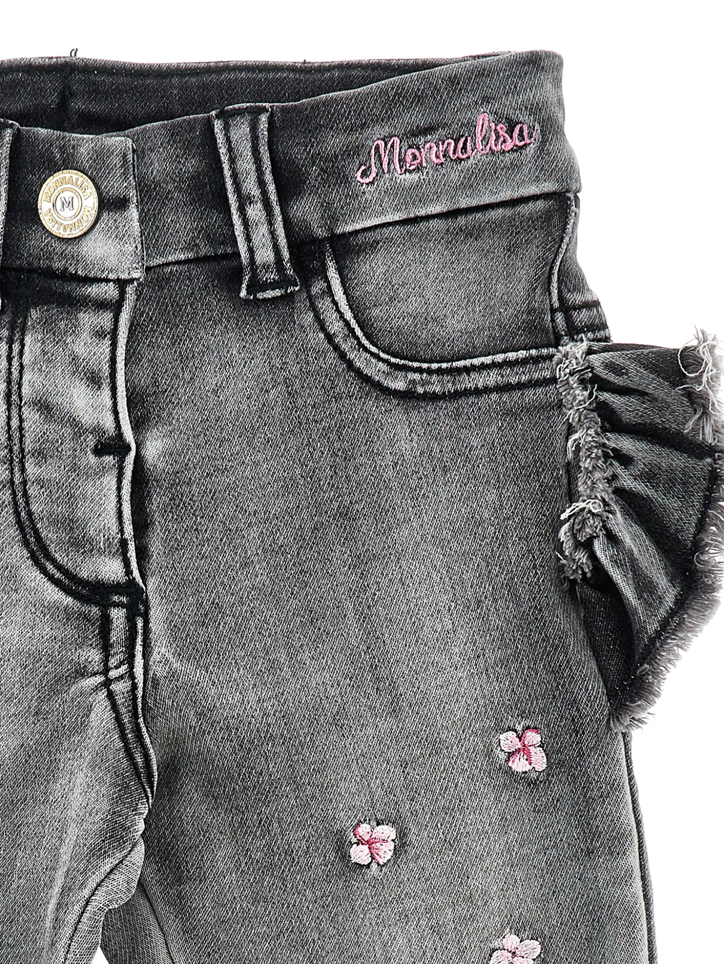 Jeans denim cargo con galette