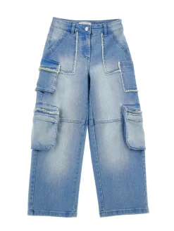 Jeans denim cargo sfrangiato