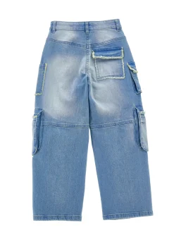 Jeans denim cargo sfrangiato