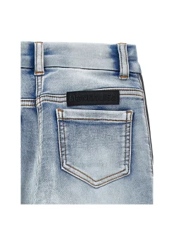 Jeans denim con bande laterali