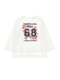 Maxi t-shirt cotone con strass e spacchetti