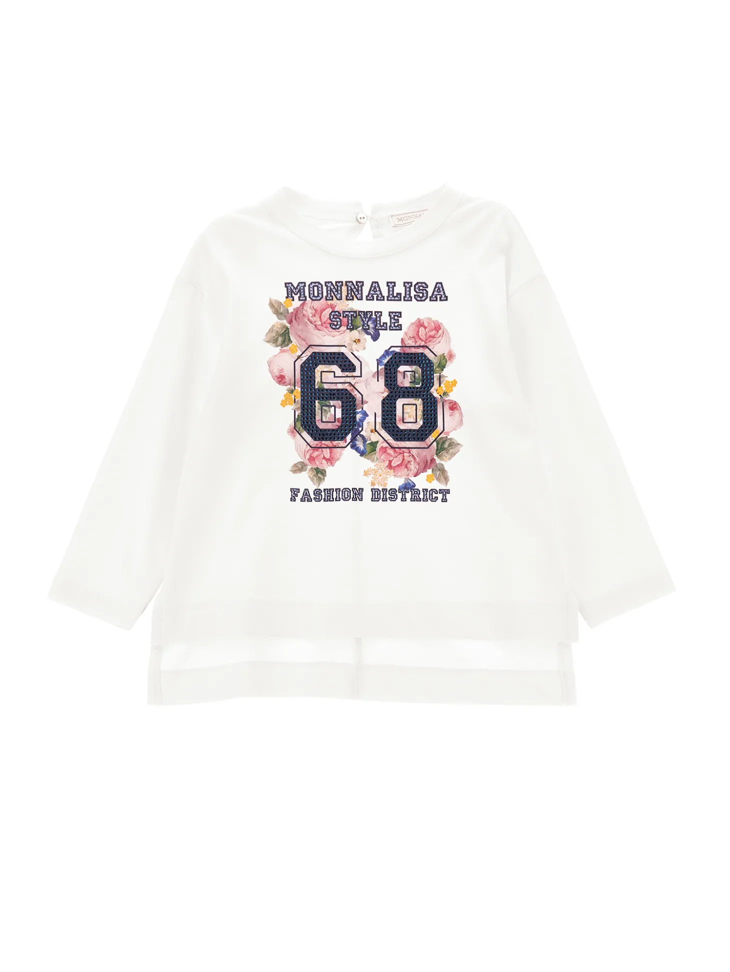 Maxi t-shirt cotone con strass e spacchetti
