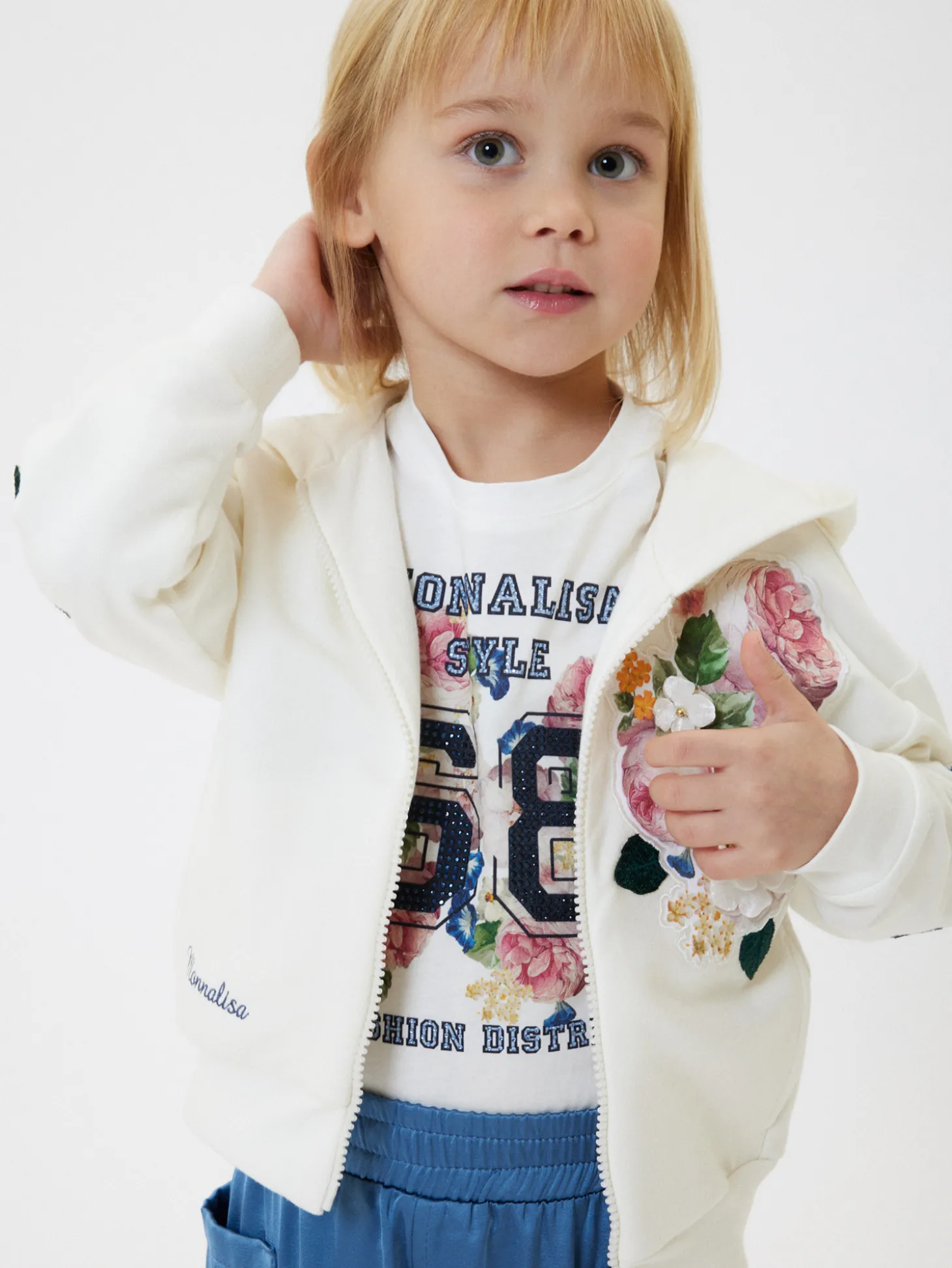 Maxi t-shirt cotone con strass e spacchetti