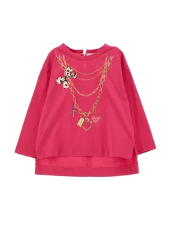 Maxi t.-shirt stampa collana lurex