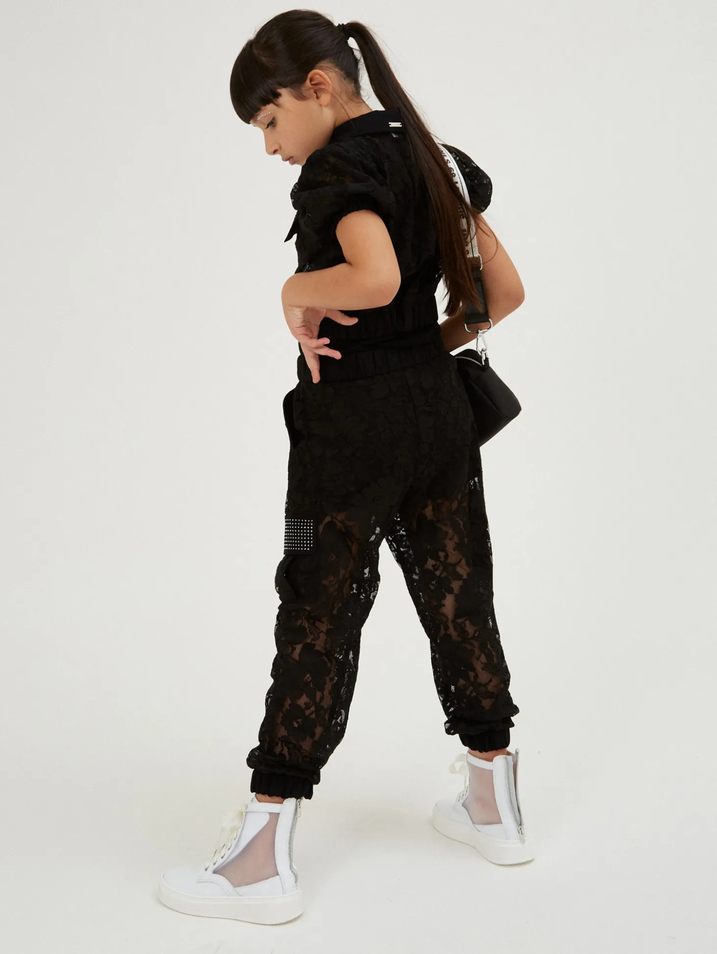 Pantaloni cargo pizzo rebrodé
