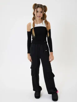 Pantaloni cargo raso chic
