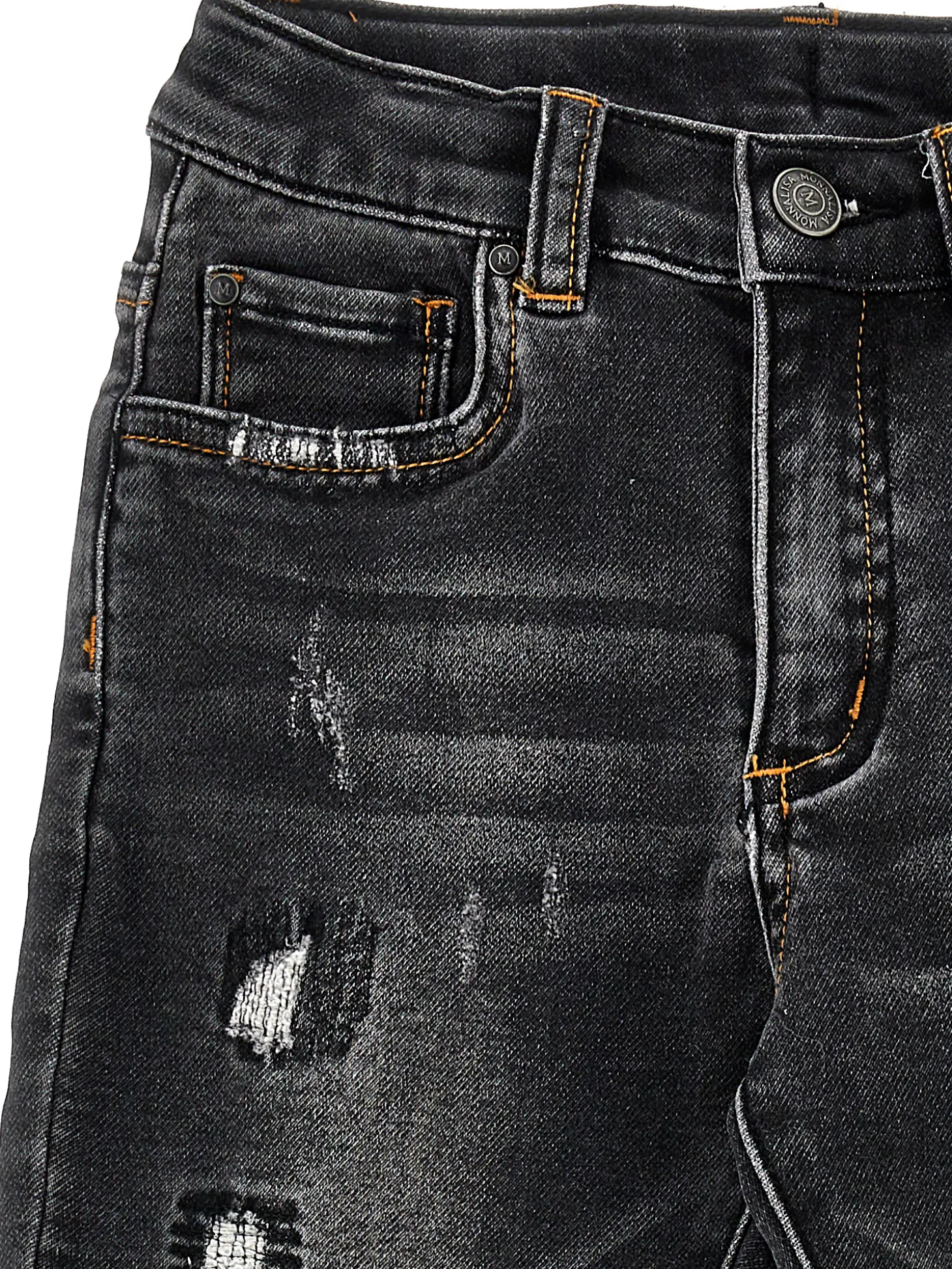 Pantaloni denim con effetto usura