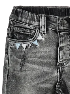 Pantaloni denim con ricami