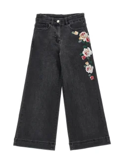 Pantaloni denim ricamati