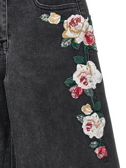 Pantaloni denim ricamati