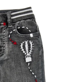Pantaloni denim ricamati