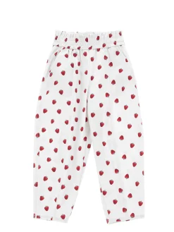 Pantaloni gabardine stampa fragole
