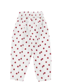 Pantaloni gabardine stampa fragole