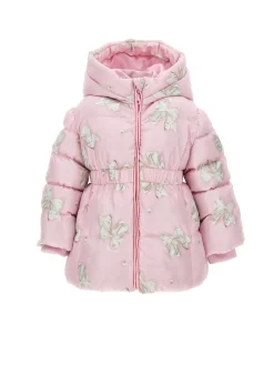 Piumino lungo nylon stampa fiocchi