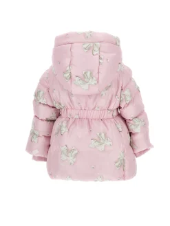 Piumino lungo nylon stampa fiocchi