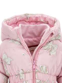 Piumino lungo nylon stampa fiocchi