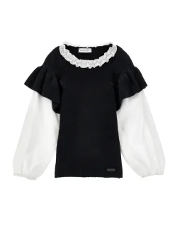 Pull con maniche popeline