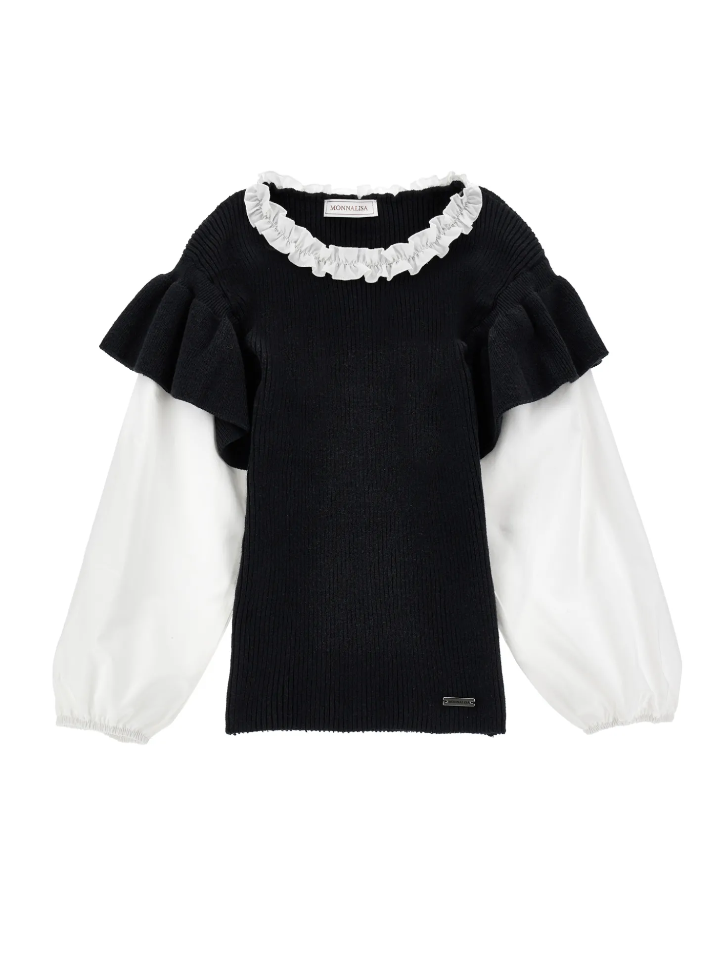 Pull con maniche popeline