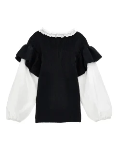 Pull con maniche popeline