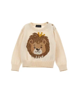 Pull cotone intarsio leone