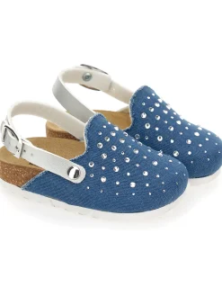 Sabot jeans con strass