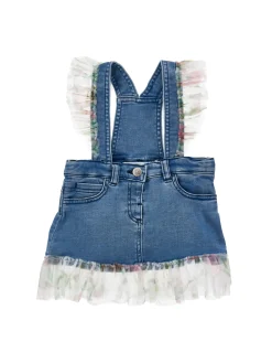 Salopette denim con ruches