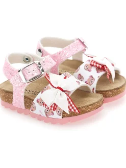Sandaletti glitter con fiocchetti