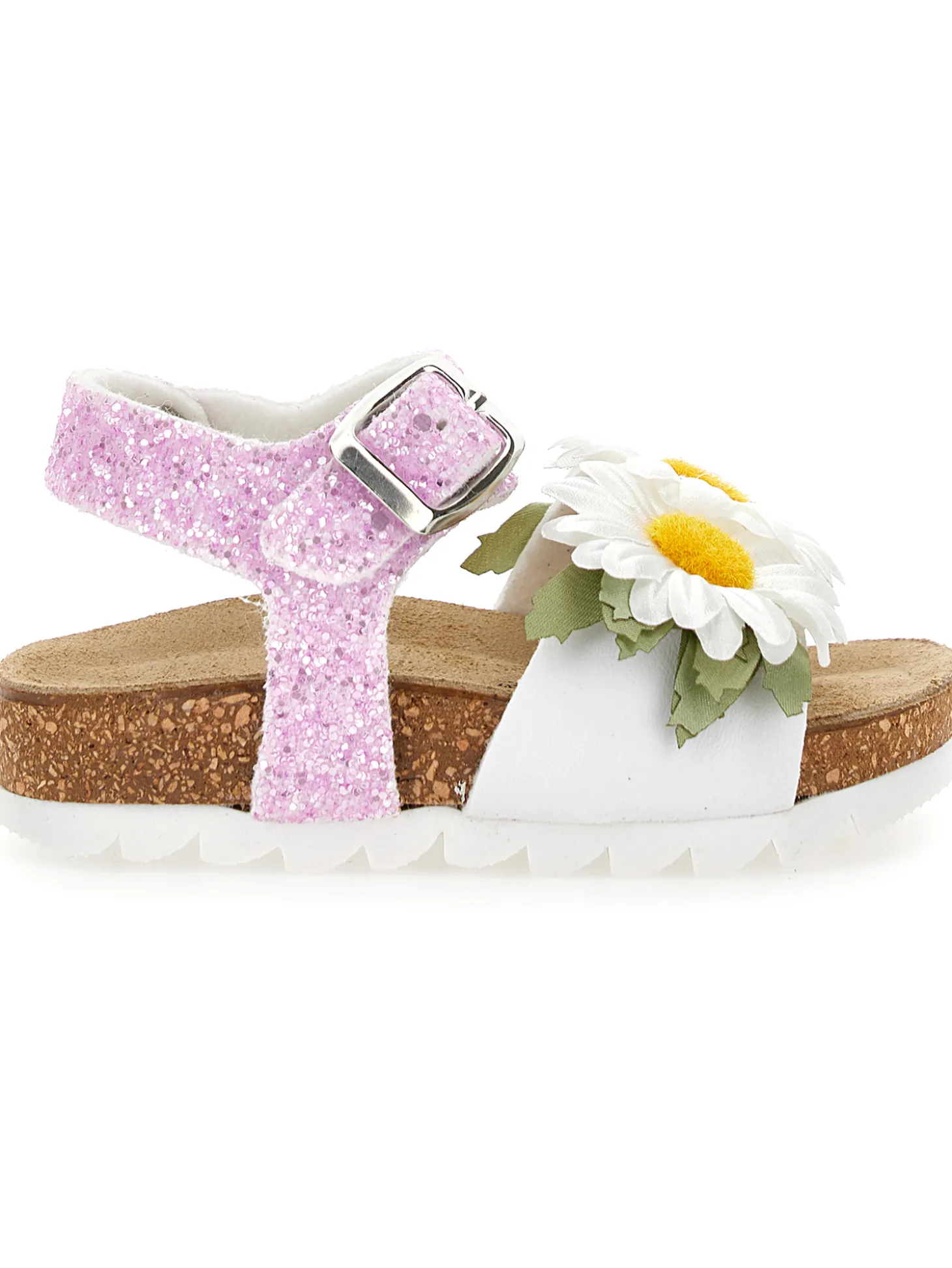 Sandaletti glitter con margherite