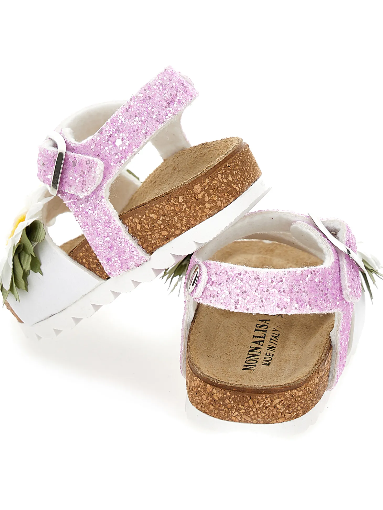 Sandaletti glitter con margherite