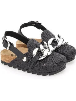 Sandali glitter con catena