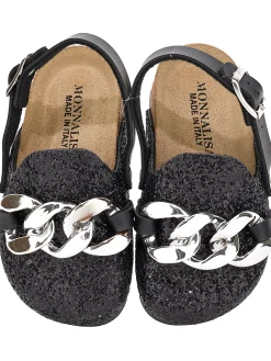 Sandali glitter con catena