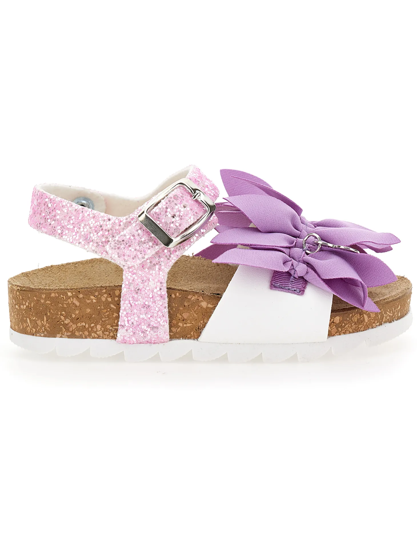 Sandali glitter con fiori
