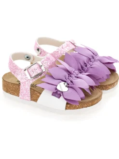 Sandali glitter con fiori