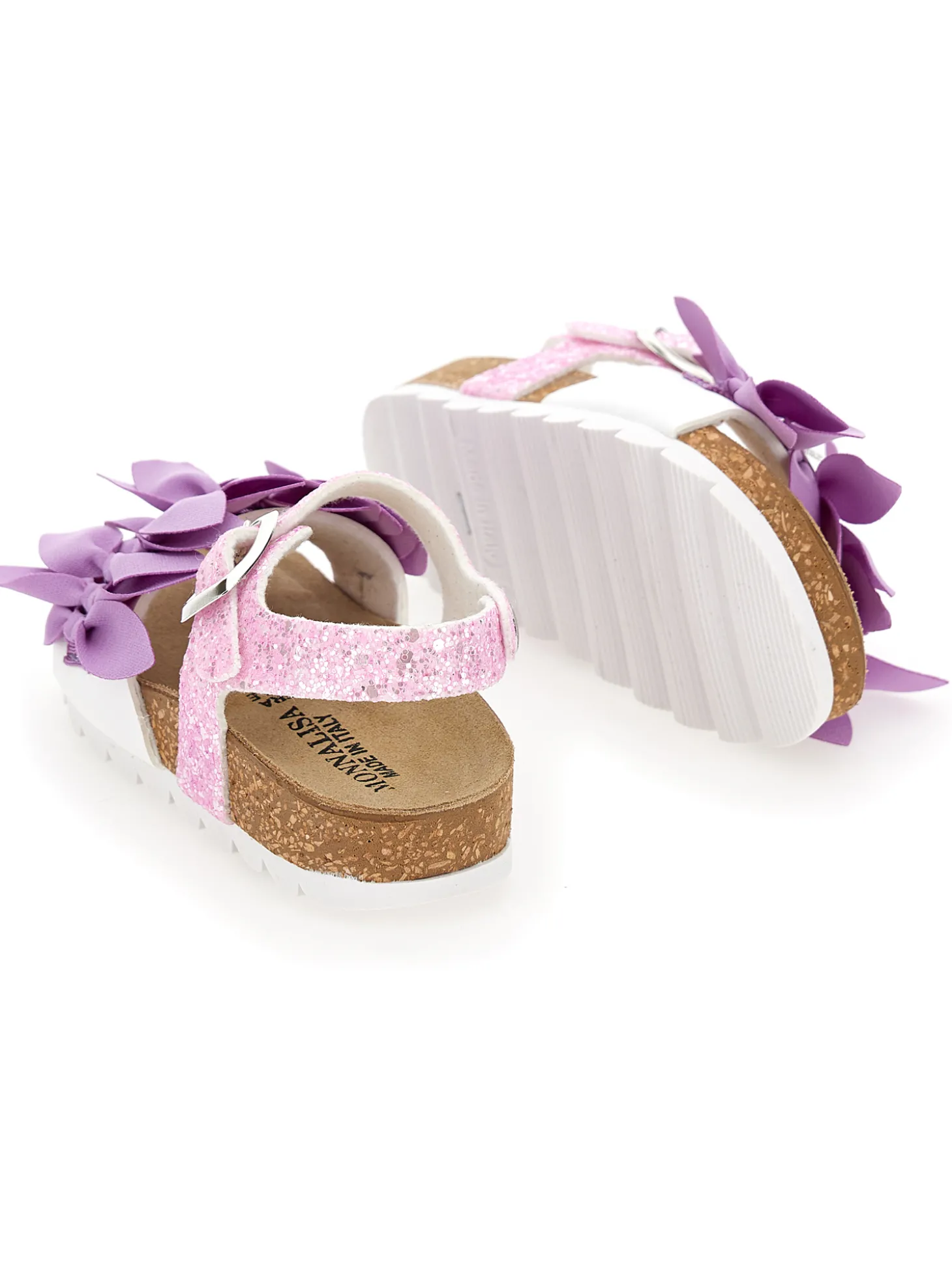 Sandali glitter con fiori