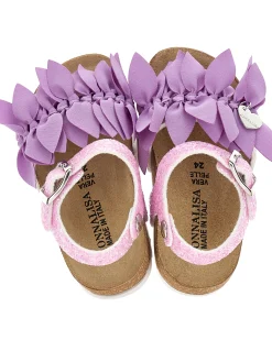 Sandali glitter con fiori