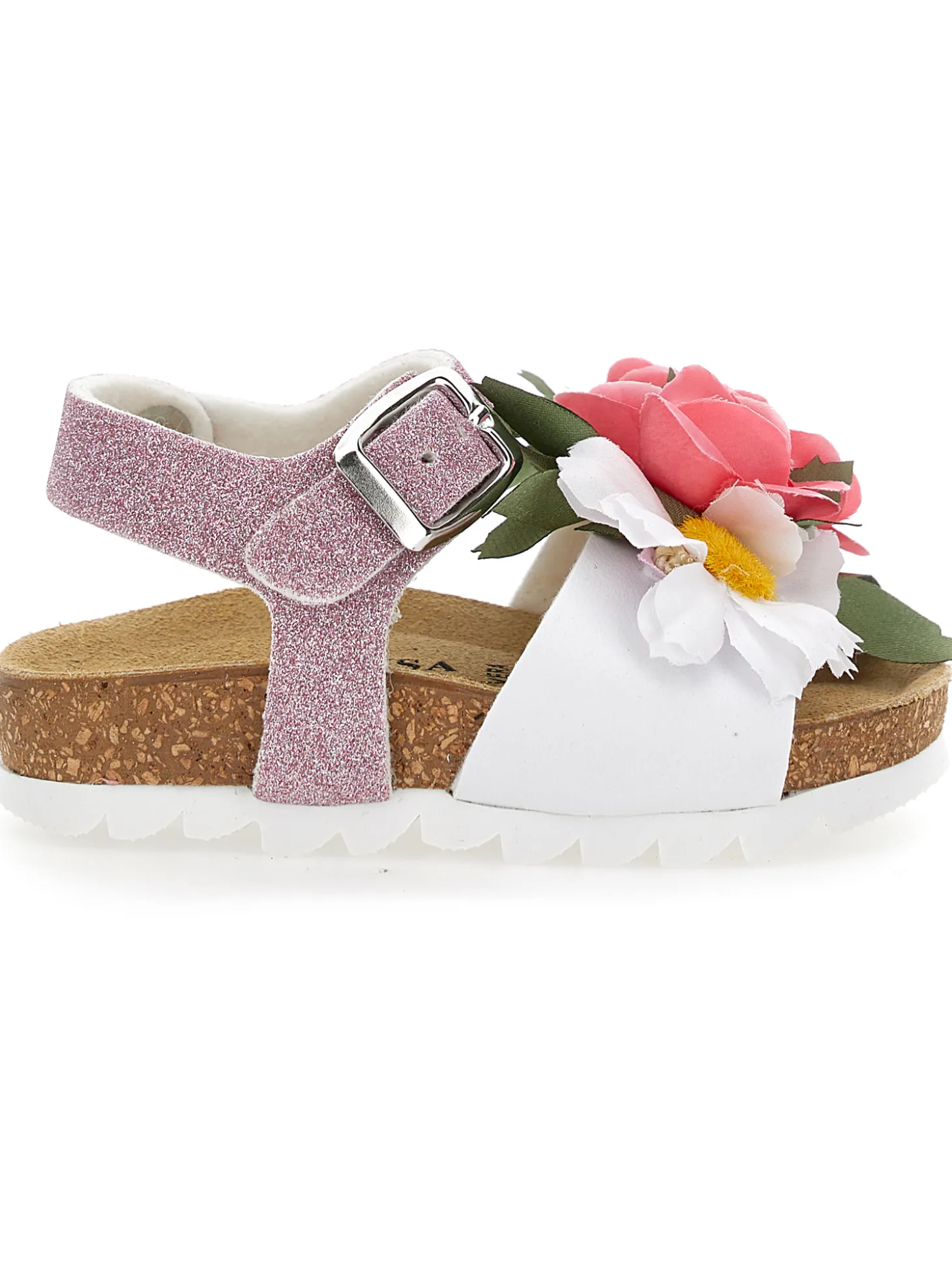 Sandali glitter con fiori